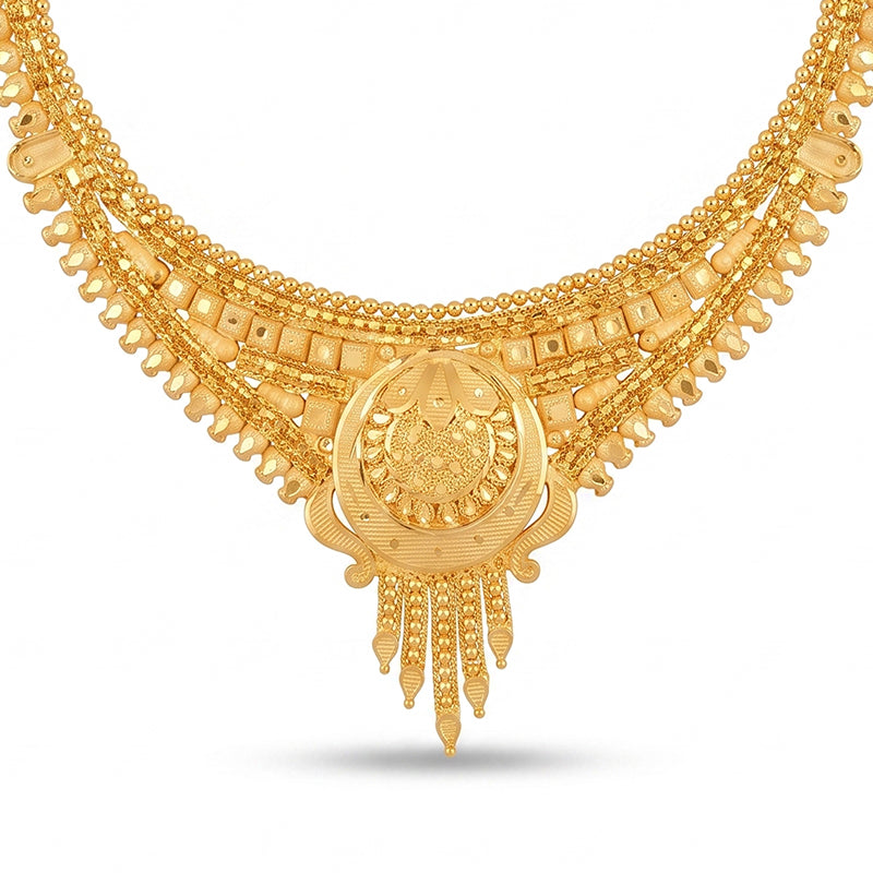 Forming Gold Maharashtrian Necklace and Earring Set | Traditional Design - 1046