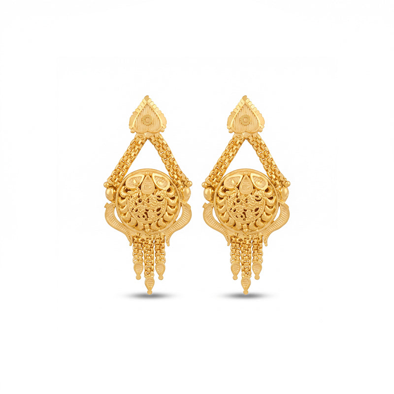 Forming Gold Maharashtrian Necklace and Earring Set | Traditional Design - 1046