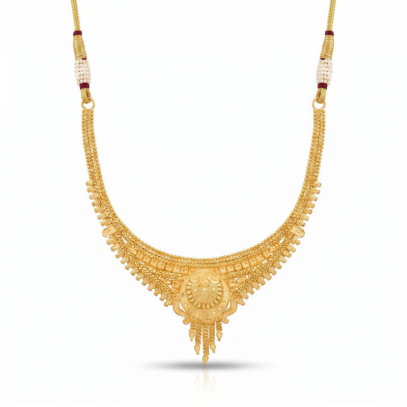 Forming Gold Maharashtrian Necklace and Earring Set | Traditional Design - 1074