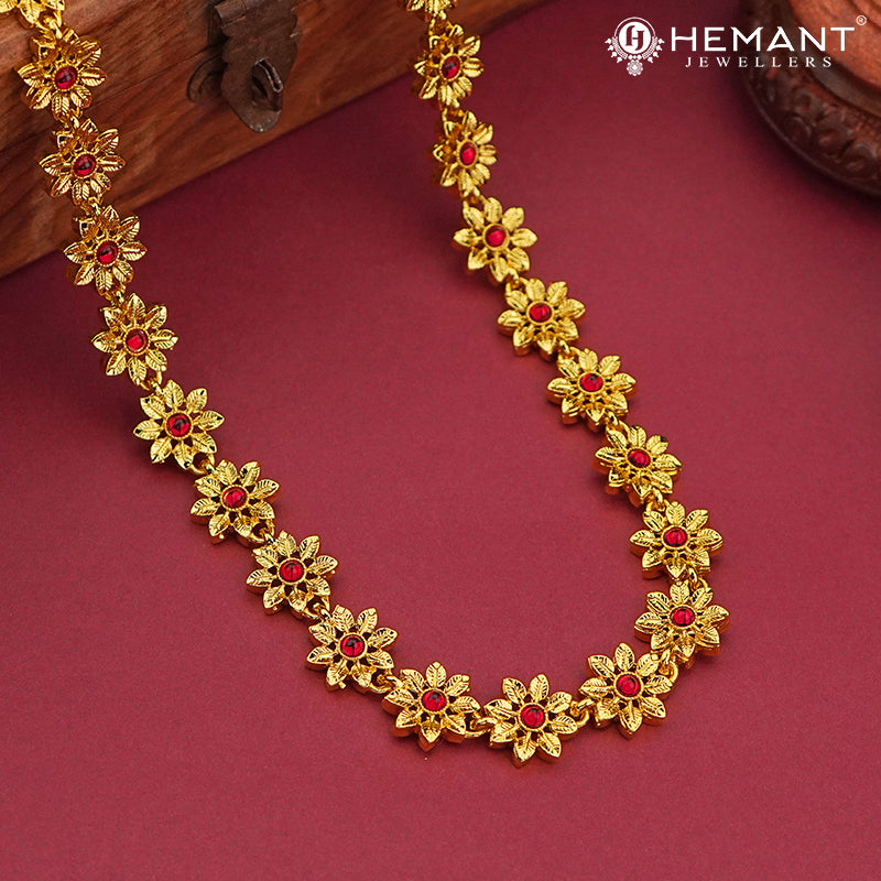 Traditional Maharashtrian Kolhapuri Bakuli Har I Line Stone (with earrings)