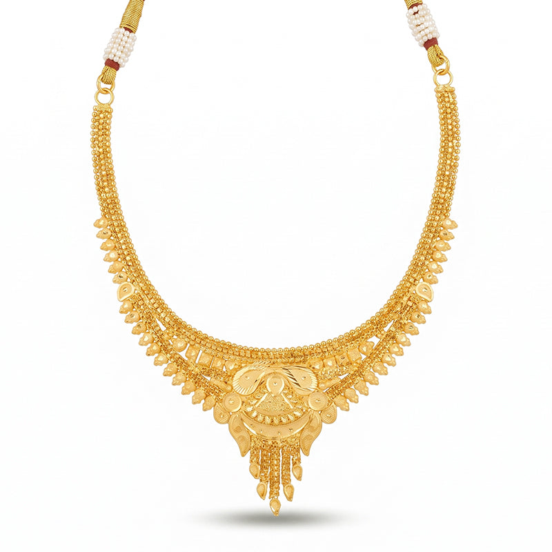 Forming Gold Maharashtrian Necklace and Earring Set | Traditional Design - 1346