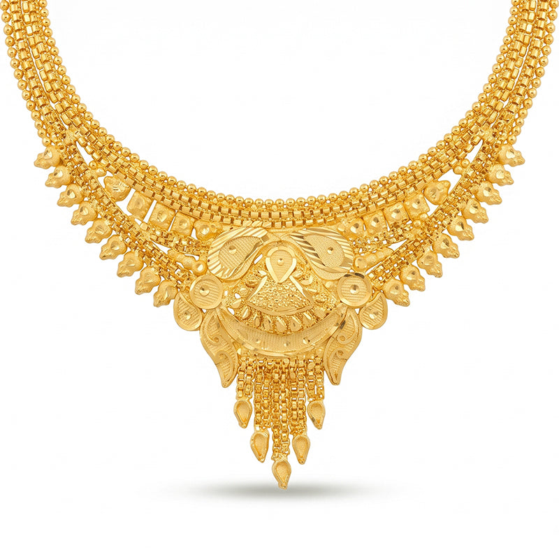 Forming Gold Maharashtrian Necklace and Earring Set | Traditional Design - 1346