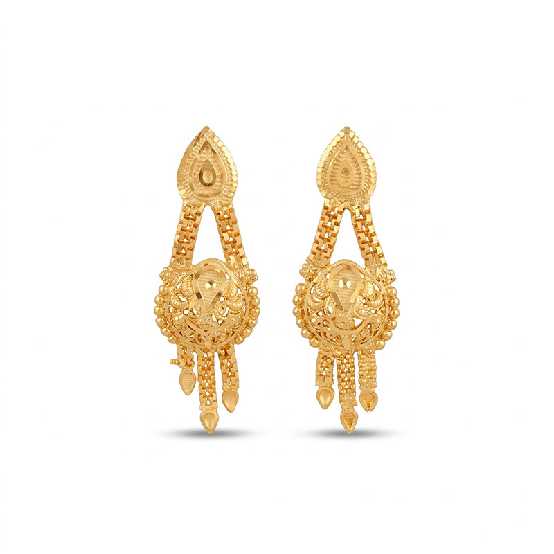 Forming Gold Maharashtrian Necklace and Earring Set | Traditional Design - 1346