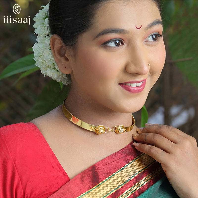 Traditional Maharashtrian Kolhapuri Chitak (Chitang) Necklace - Hemant Jewellers | Chokar Necklace