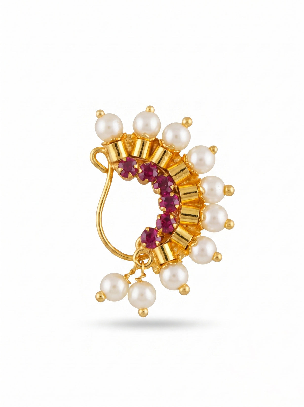 Traditional Maharashtrian Kolhapuri Micro Gold Plated Nath B (Nose Pin)