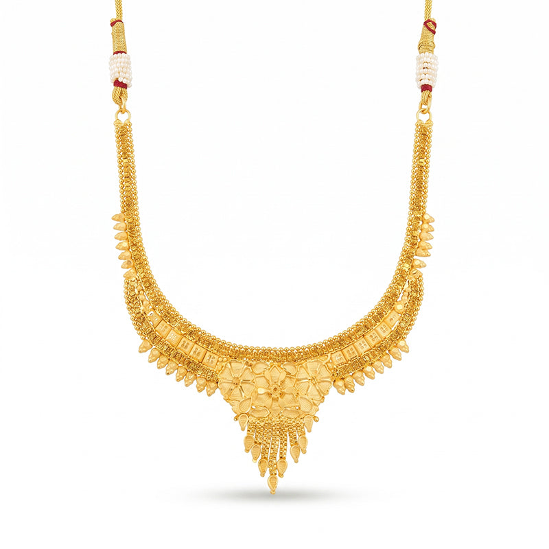 Forming Gold Maharashtrian Necklace and Earring Set | Traditional Design - 1646