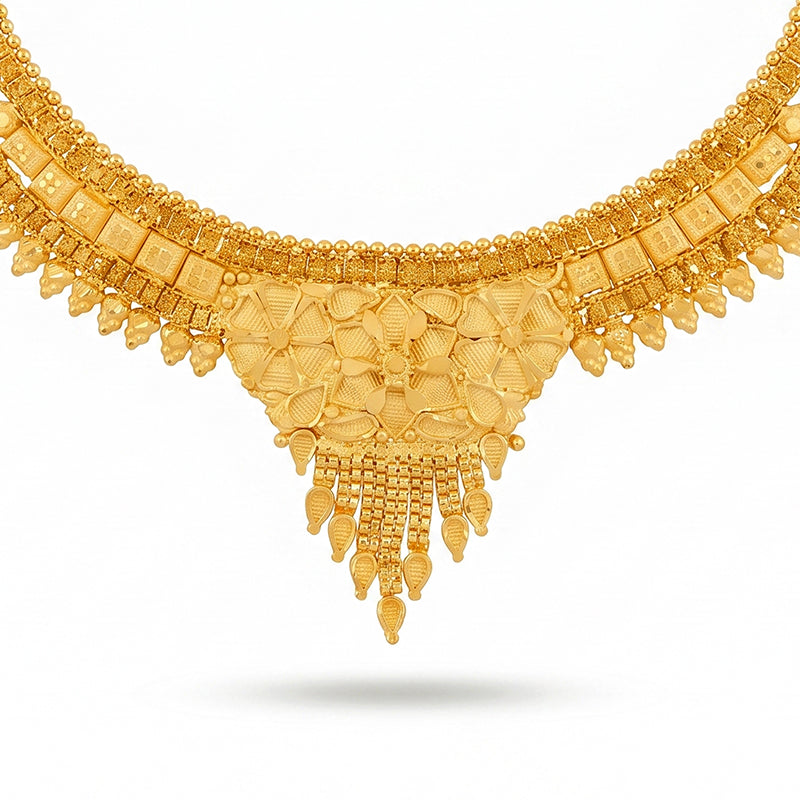 Forming Gold Maharashtrian Necklace and Earring Set | Traditional Design - 1646