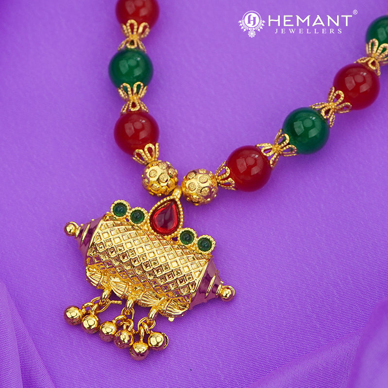 Disco Mala 12 MM Multi Taviz | Micro Gold Plated Mangalsutra - 170