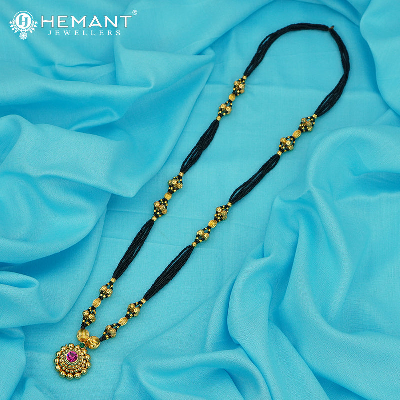 Traditional Maharashtrian Kolhapuri Mangalsutra 5 MM Dot Gattha Saaj 0-2-5 Long