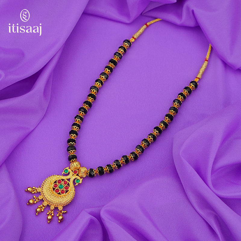 Disco Mala 8 MM Peacock | Micro Gold Plated Mangalsutra - 188