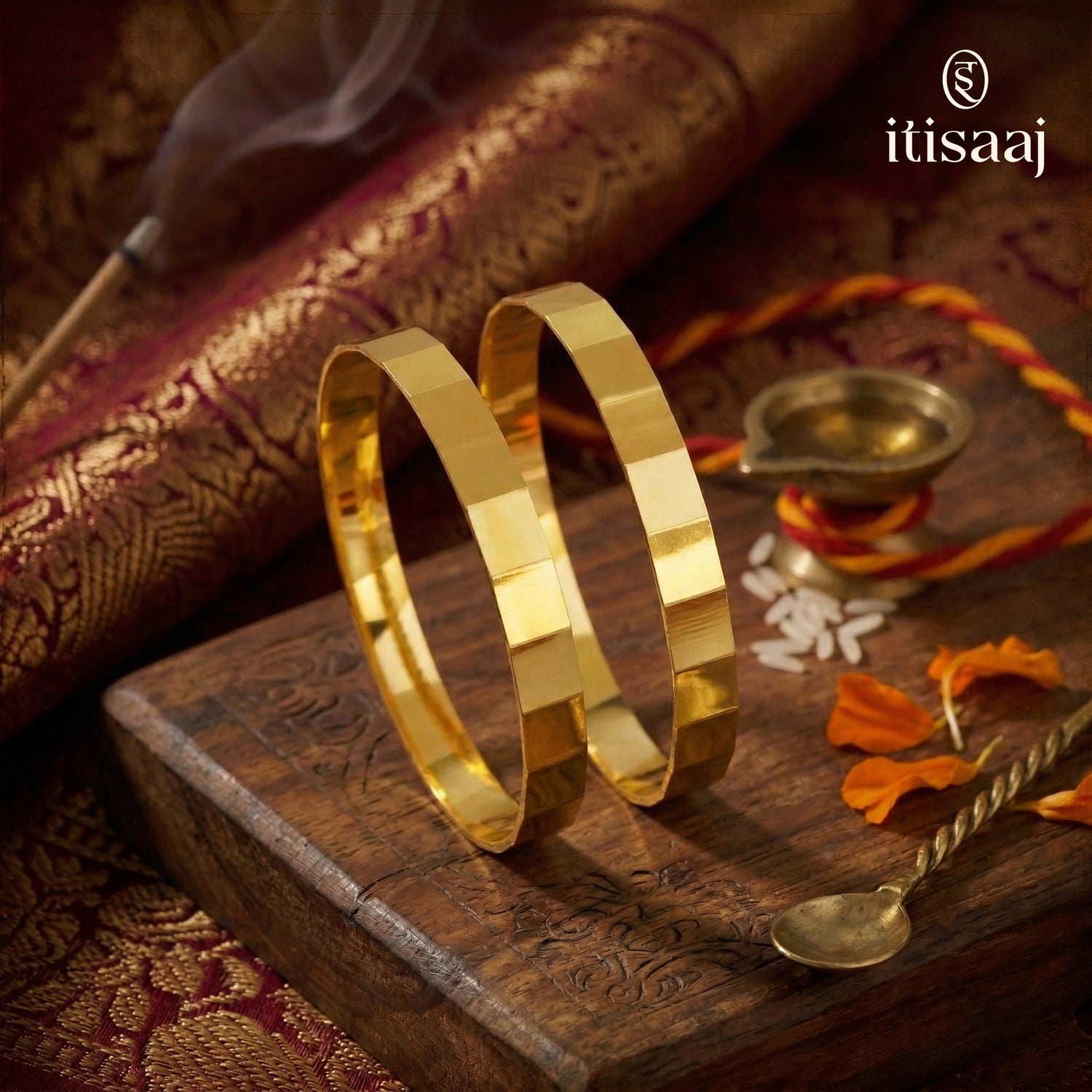 Traditional 24k Gold Plated Plain Pailu Patli Bangle | पैलू पाटली | Ideal for gifting