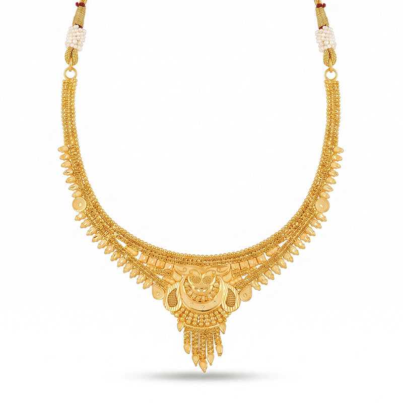 Forming Gold Maharashtrian Necklace and Earring Set | Traditional Design - 198