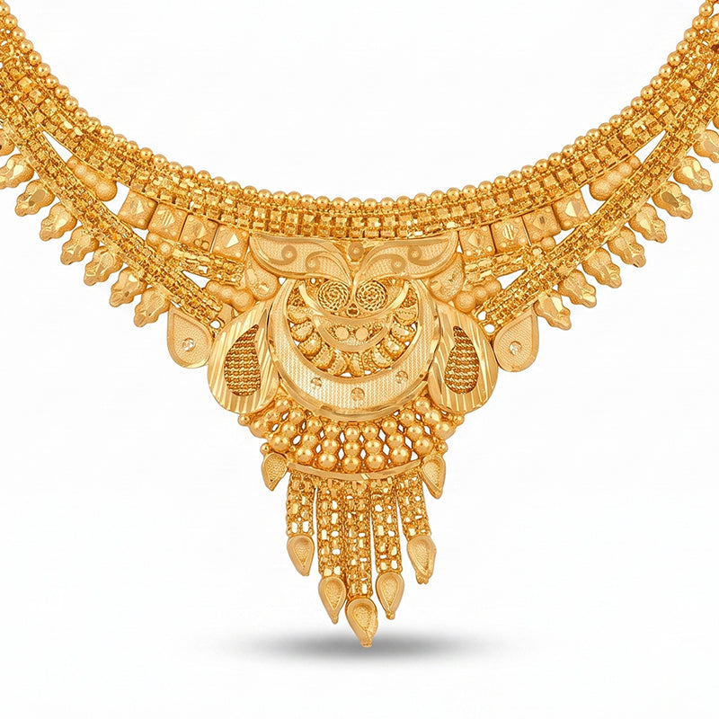 Forming Gold Maharashtrian Necklace and Earring Set | Traditional Design - 198