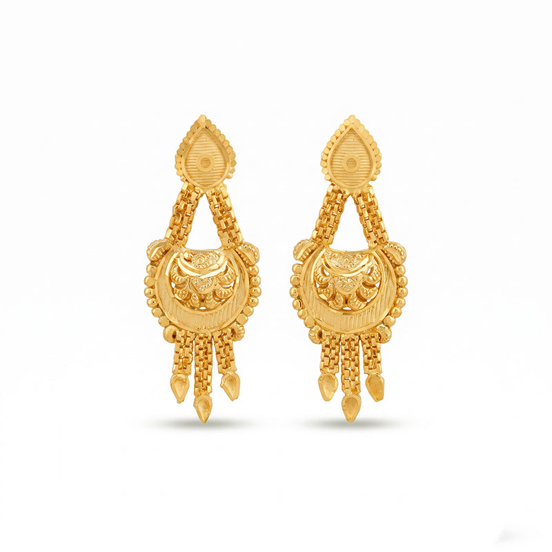 Forming Gold Maharashtrian Necklace and Earring Set | Traditional Design - 198