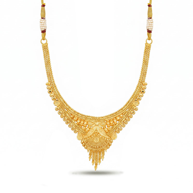 Forming Gold Maharashtrian Necklace and Earring Set | Traditional Design - 2090