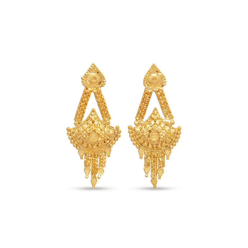 Forming Gold Maharashtrian Necklace and Earring Set | Traditional Design - 2090