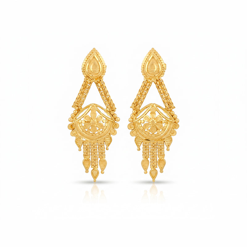 Forming Gold Maharashtrian Necklace and Earring Set | Traditional Design - 210