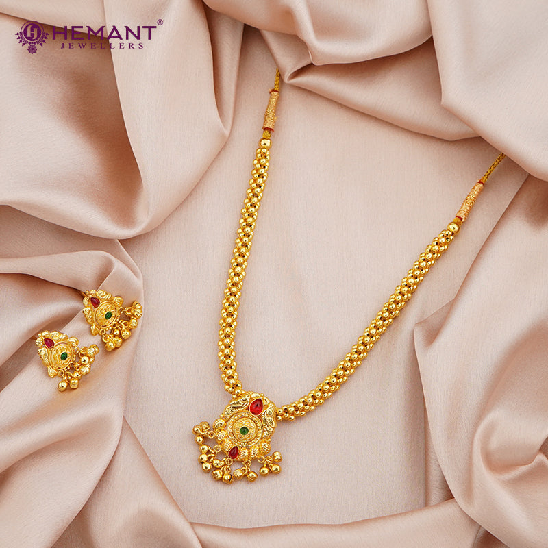 Traditional Maharashtrian Kolhapuri Thushi 2 No. Pendal Set Antique 1 (with earrings)