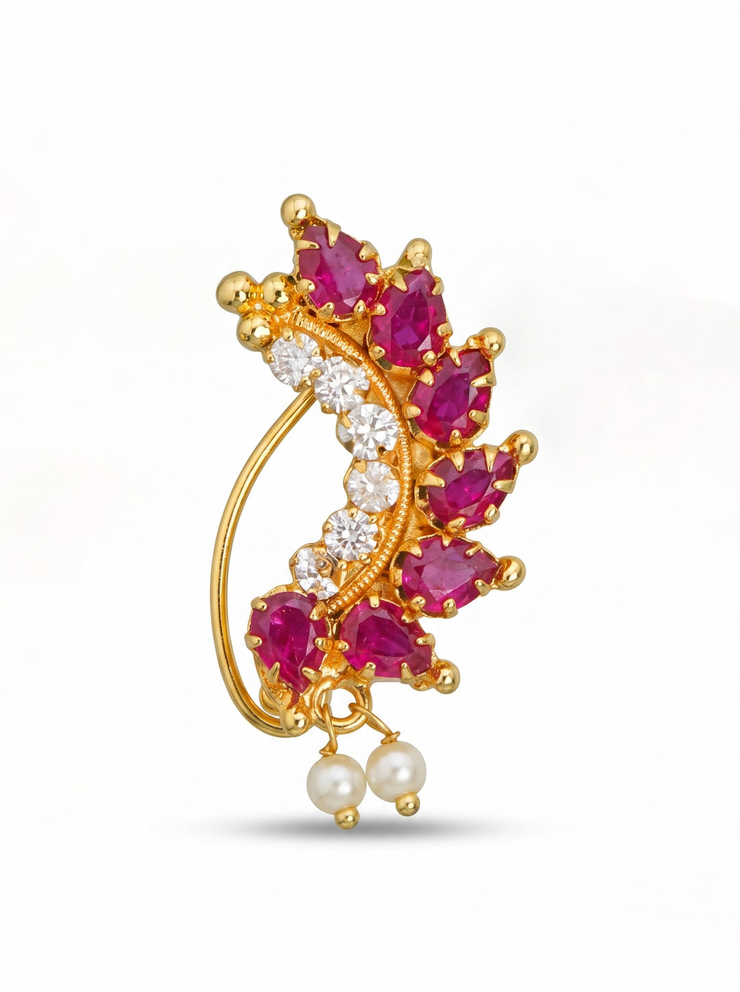 Traditional Maharashtrian Kolhapuri Micro Gold Plated Nath E (Nose Pin)