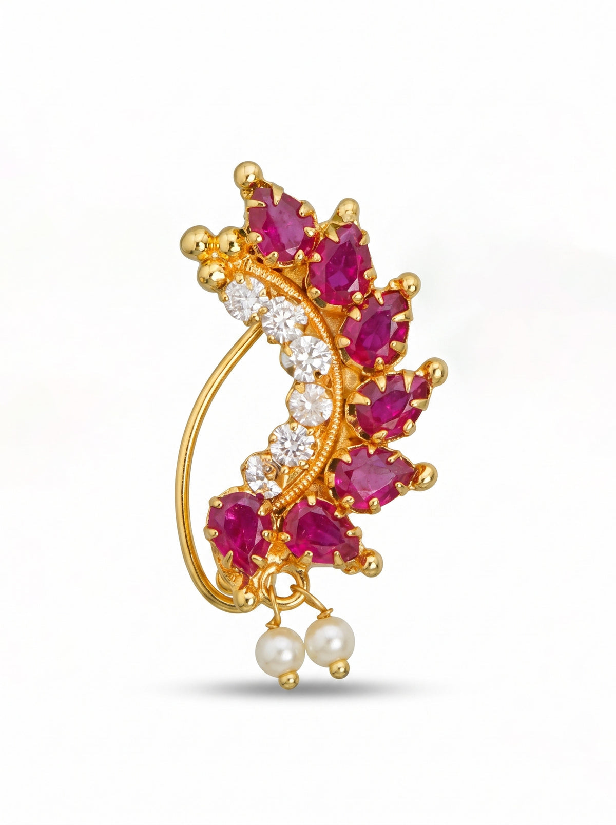 Traditional Maharashtrian Kolhapuri Micro Gold Plated Nath E (Nose Pin)