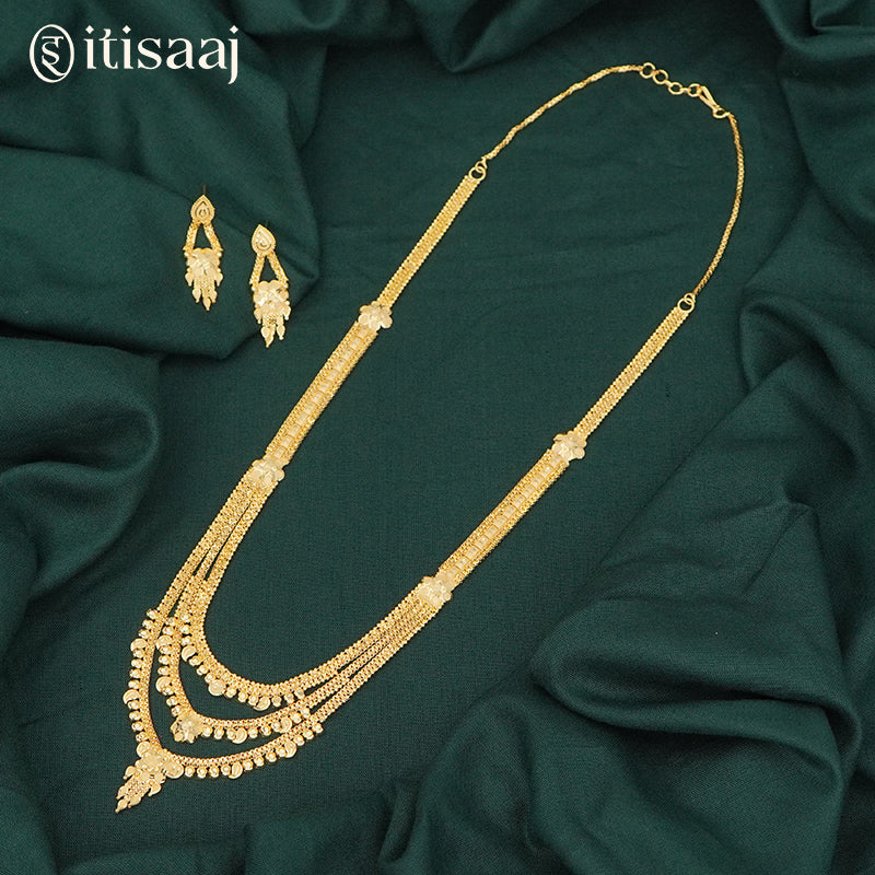 Forming Gold 3 Step Rani Haar with Floral Pattern - 2296