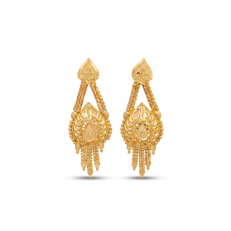 Forming Gold Maharashtrian Necklace and Earring Set | Traditional Design - 2299