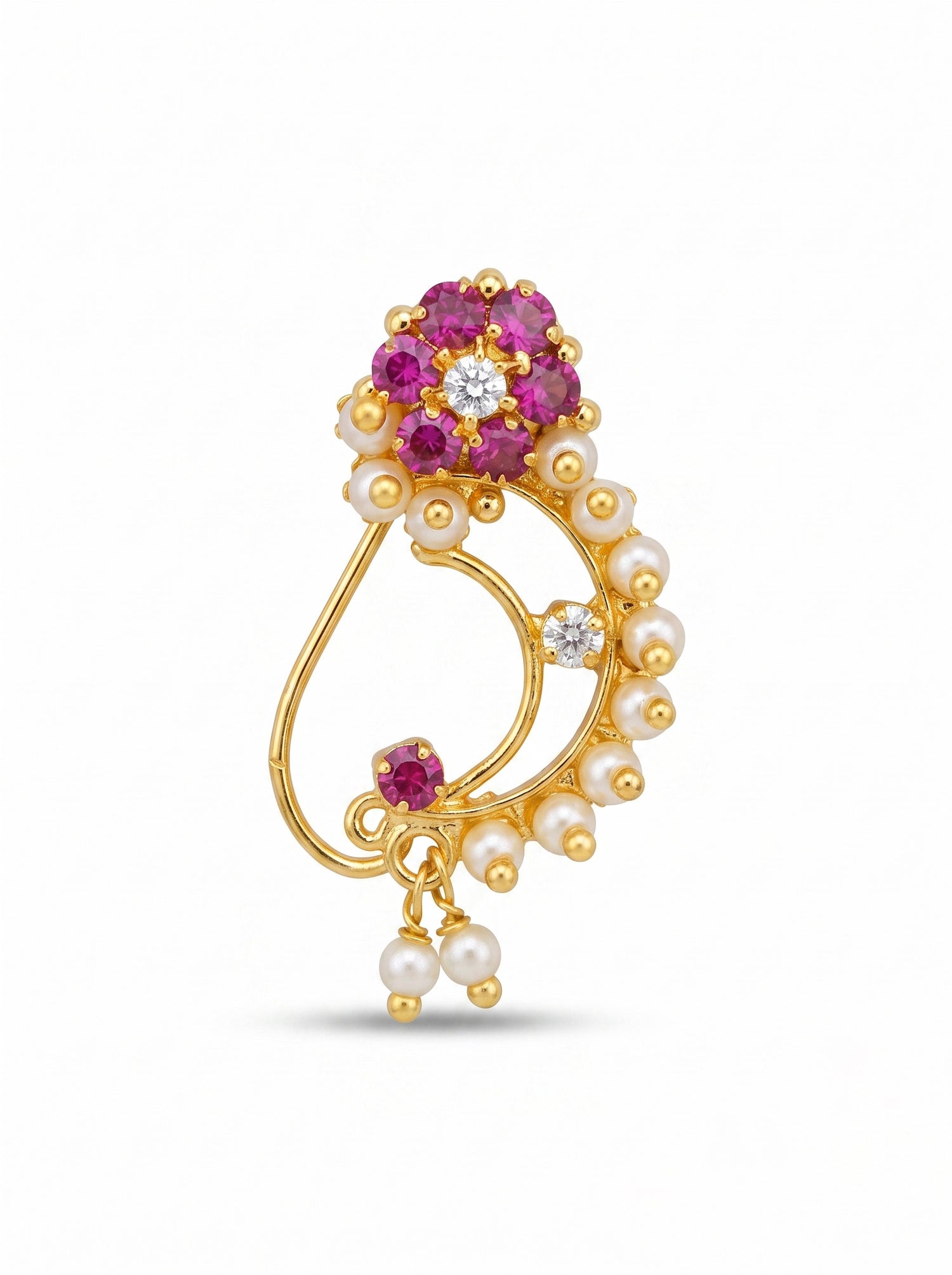 Traditional Maharashtrian Kolhapuri Micro Gold Plated Nath C (Nose Pin)