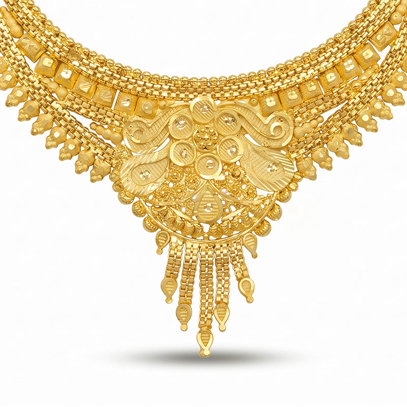 Forming Gold Maharashtrian Necklace and Earring Set | Traditional Design - 2433