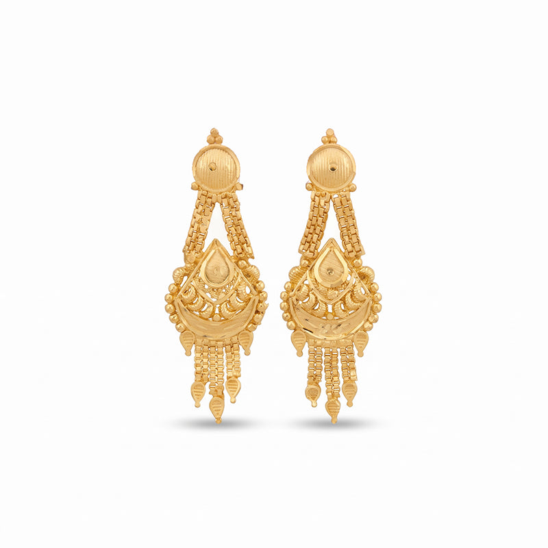 Forming Gold Maharashtrian Necklace and Earring Set | Traditional Design - 2433