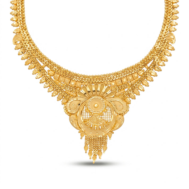 Forming Gold Maharashtrian Necklace and Earring Set | Traditional Design - 2524