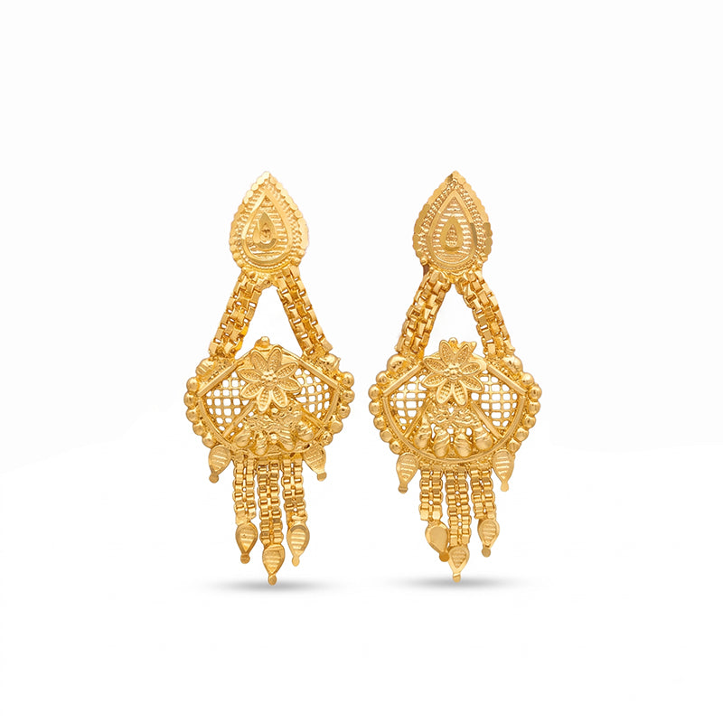 Forming Gold Maharashtrian Necklace and Earring Set | Traditional Design - 2524