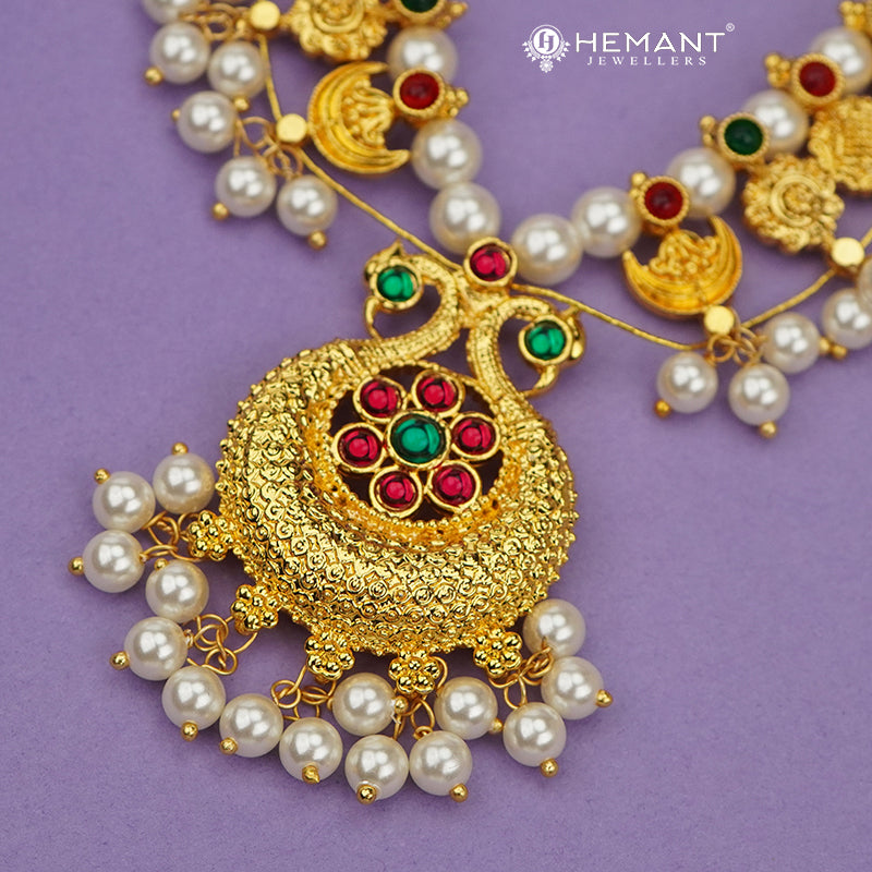 Traditional Maharashtrian Kolhapuri Saaj Moti 3 Panadi 15 Pan Peacock WT