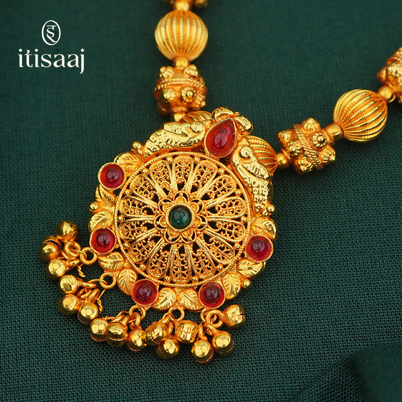 Traditional Topra Mala Antique Pendal Geru Finished with Earrings