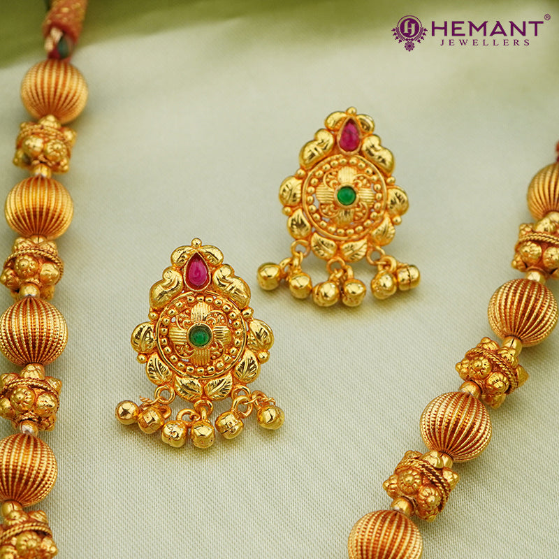Traditional Topra Mala Antique Pendal Geru Finished with Earrings