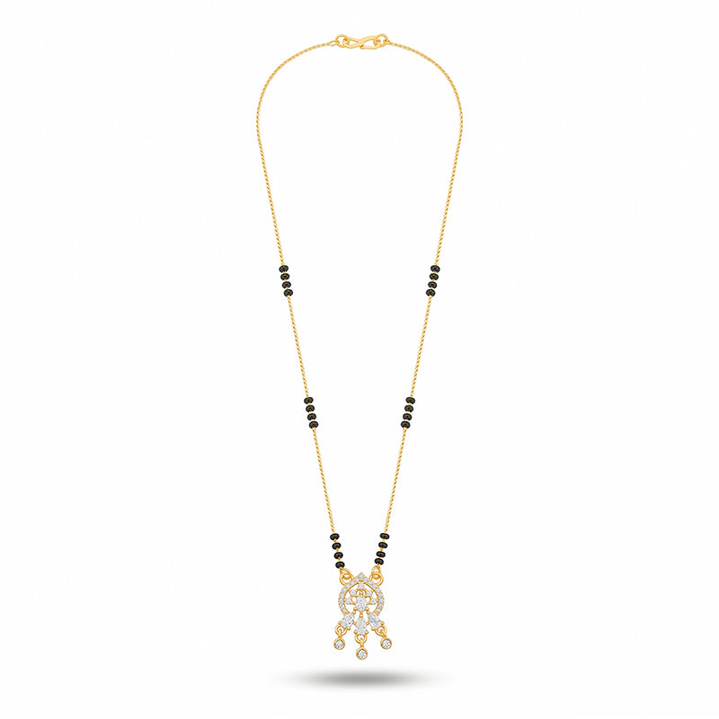 Micro Gold Plated Short Mangalsutra with Pear Stone Drop - 2929