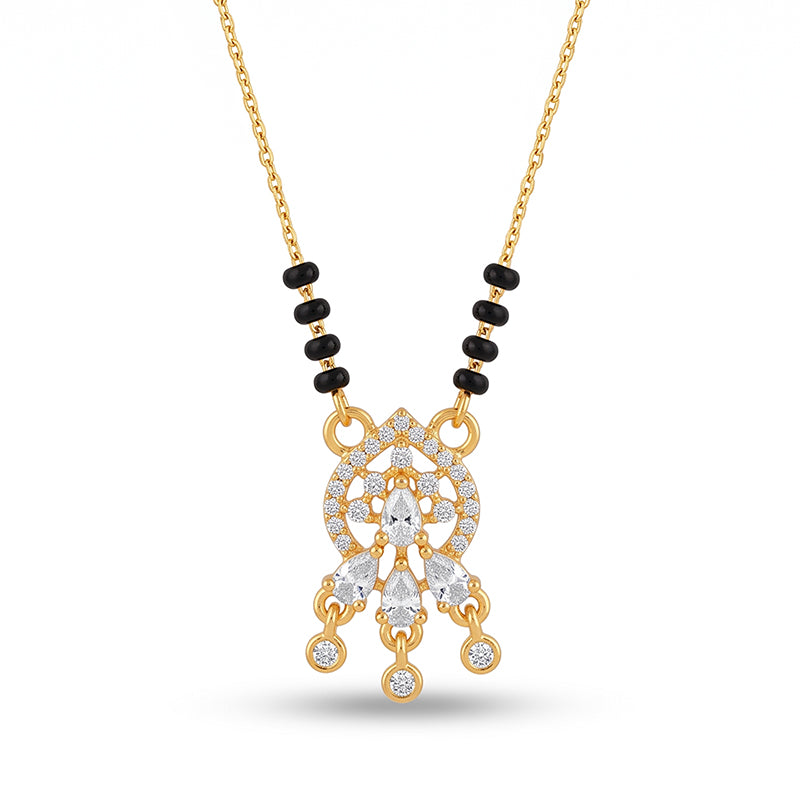 Micro Gold Plated Short Mangalsutra with Pear Stone Drop - 2929