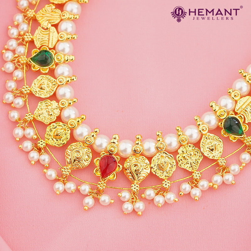 Exquisite Moti Kolhapuri Saaj with Japan-Cultured Pearls