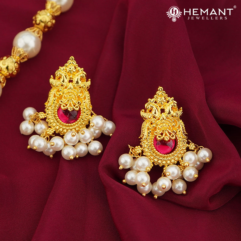 Traditional Maharashtrian Moti Mala 10 MM Saj Laxmi (with earrings)