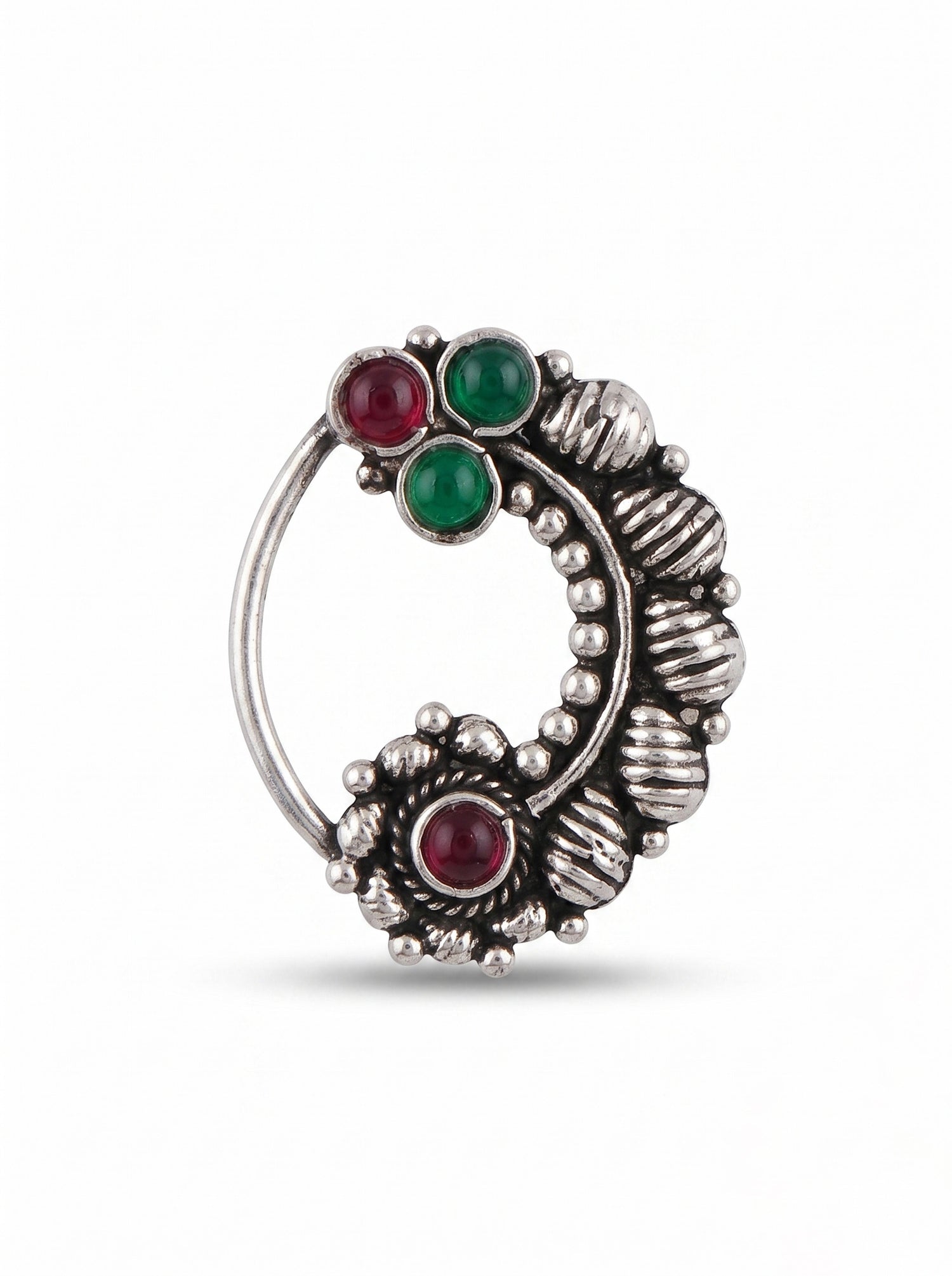 Traditional Oxidized Silver Plated Nath/Nose Pin (Pressing) 3058