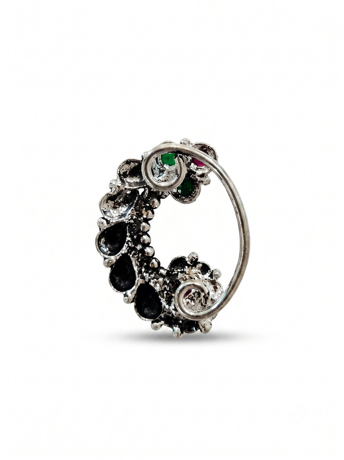 Traditional Oxidized Silver Plated Nath/Nose Pin (Pressing) 3058