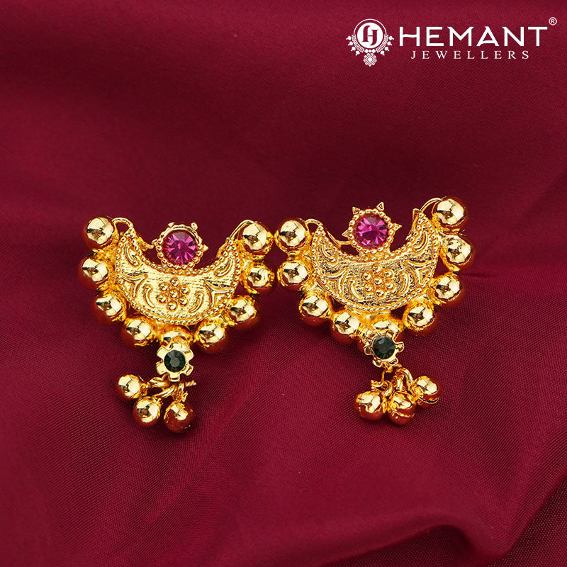 Moti Mala Copper Cap Chandrakor Pendant (with earring)