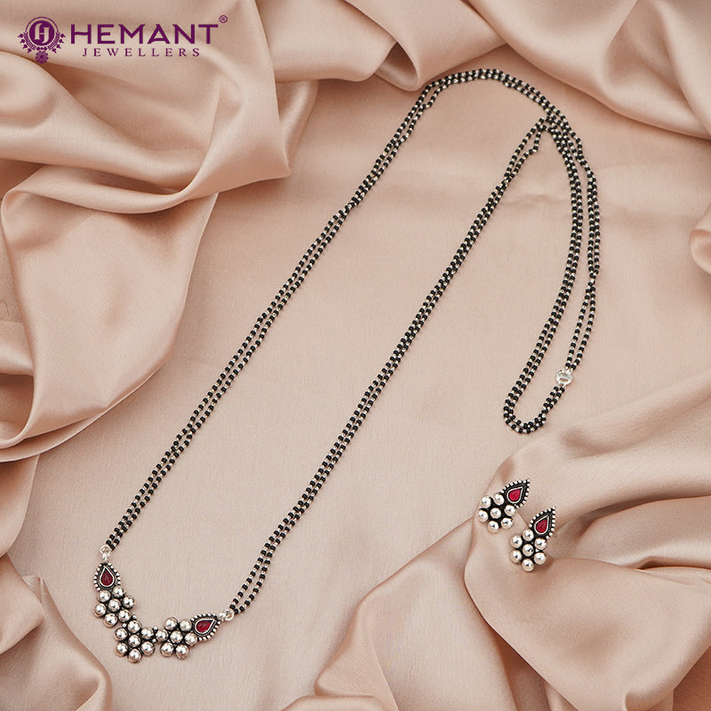 Oxidised Silver-Tone Mangalsutra Set – Maharashtrian Style