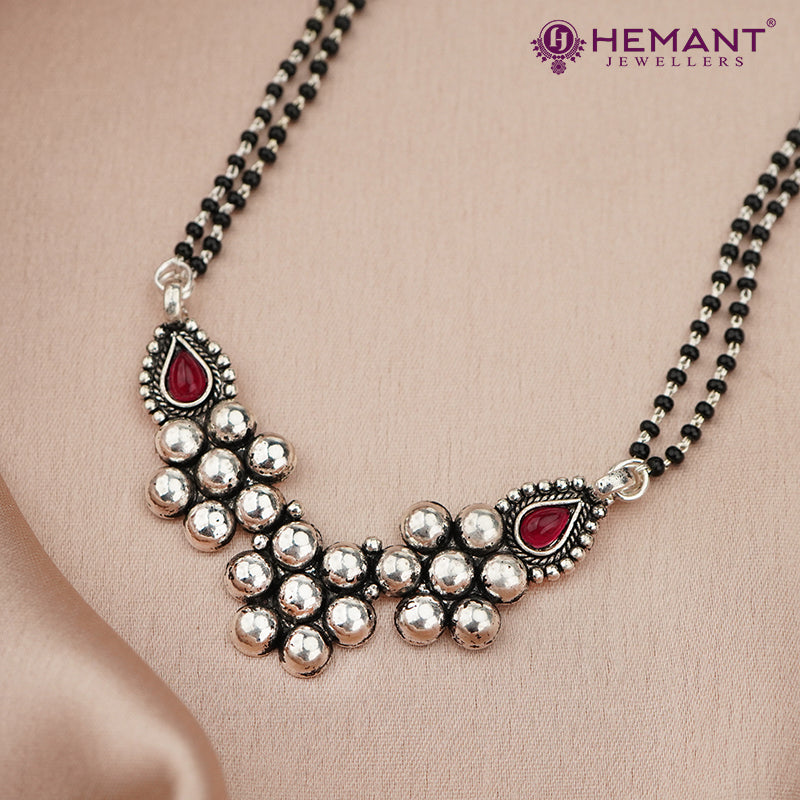 Oxidised Silver-Tone Mangalsutra Set – Maharashtrian Style