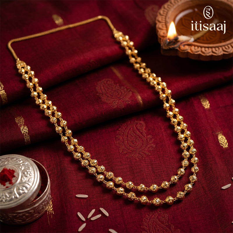 Traditional Maharashtrian Kolhapuri Forming Gold Mohan Mala II - 3499
