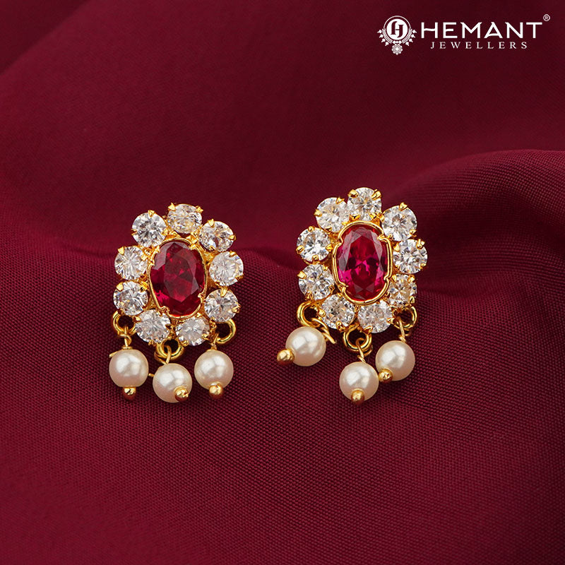 Traditional Maharashtrian Moti Mala Plain Karwari Gadha II Oval (with earrings)
