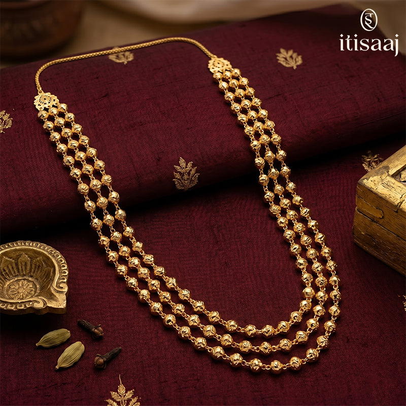 Traditional Maharashtrian Kolhapuri Forming Gold Mohan Mala III - 3664