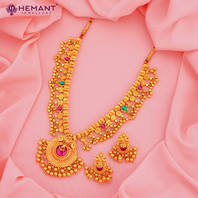 Antique Finish Saaj Jav Geru 3 Panadi 15 Pan Saj Laxmi (with earrings)