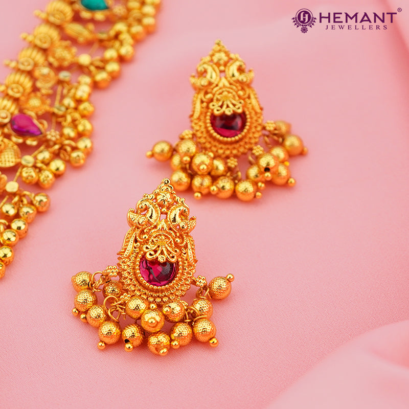 Antique Finish Saaj Jav Geru 5 Panadi 29 Pan Saj Laxmi (with earrings)