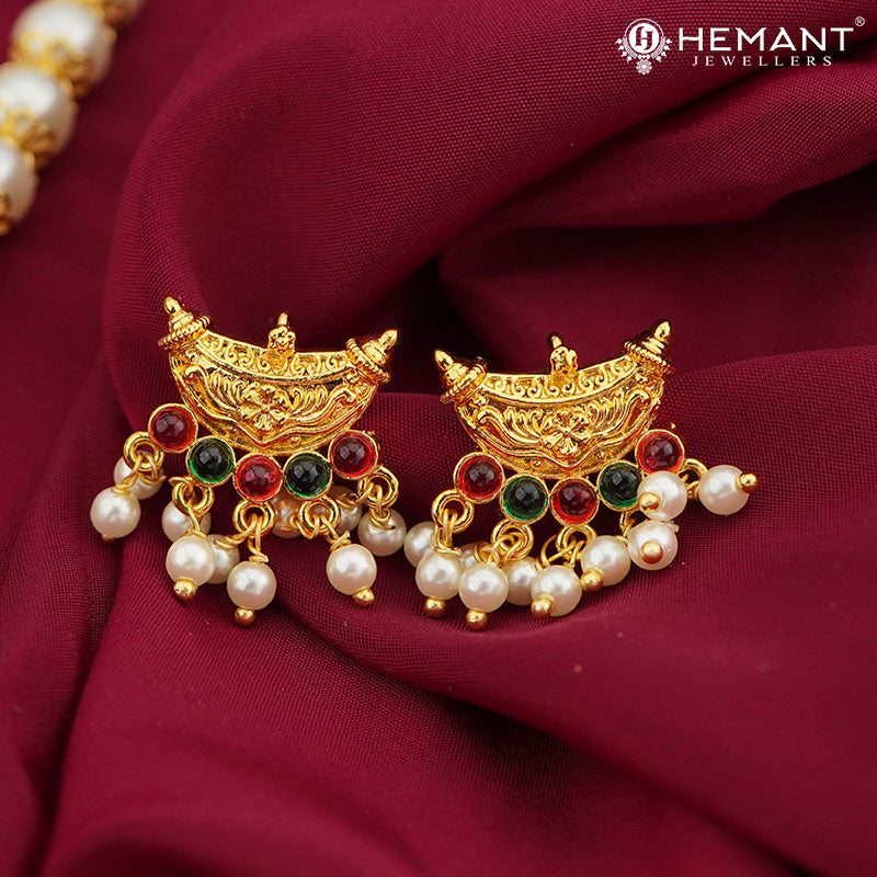 Traditional Maharashtrian Moti Mala 8 MM Boat (with earrings)