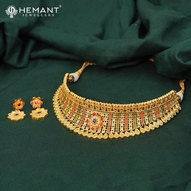 Exquisite Kolhapuri Choker Necklace Set | Traditional Jewellery with Meenakari Work